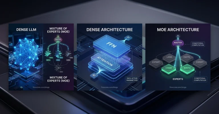 Dense LLMs vs MoE architecture diagram