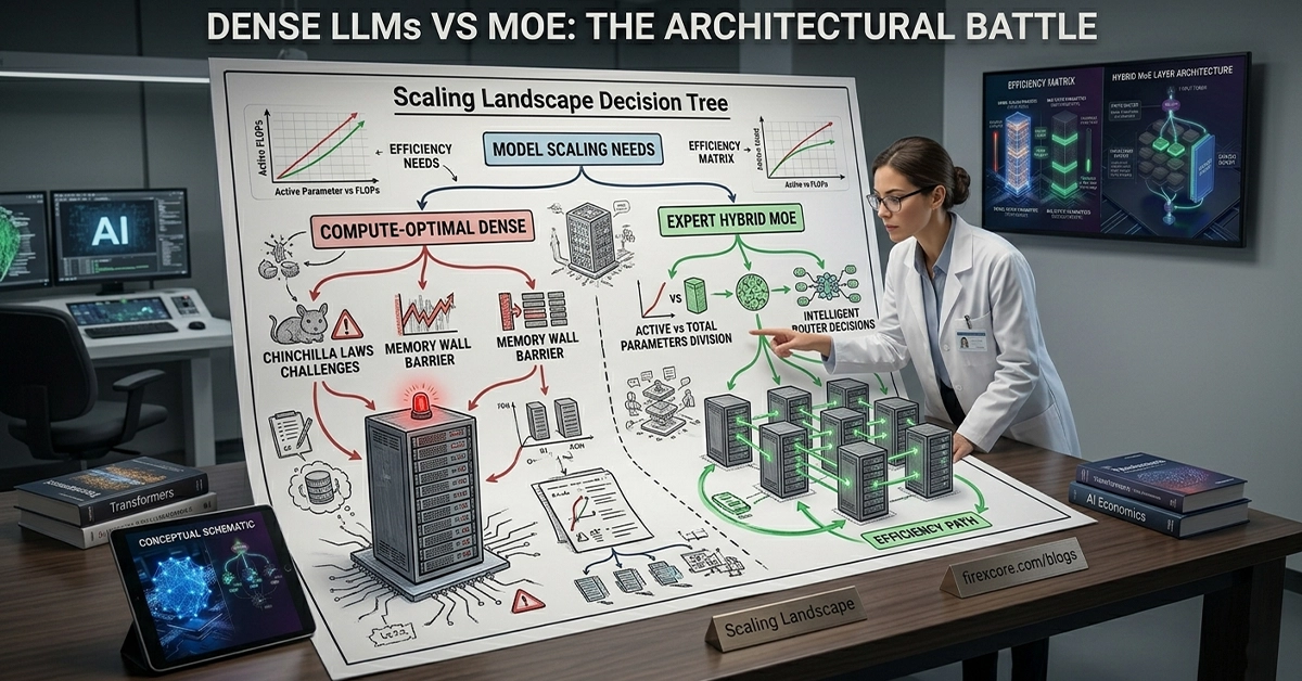 Dense LLMs vs MoE: 5 Revolutionary Architectural Breakthroughs 3 Dense LLMs vs MoE architecture diagram